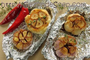 Knoflooksoep Gepofte knoflook